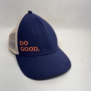 Cotopaxi Do Good Trucker Hat Navy Tan Mesh Snapback Recycled Polyester Cap OSFM